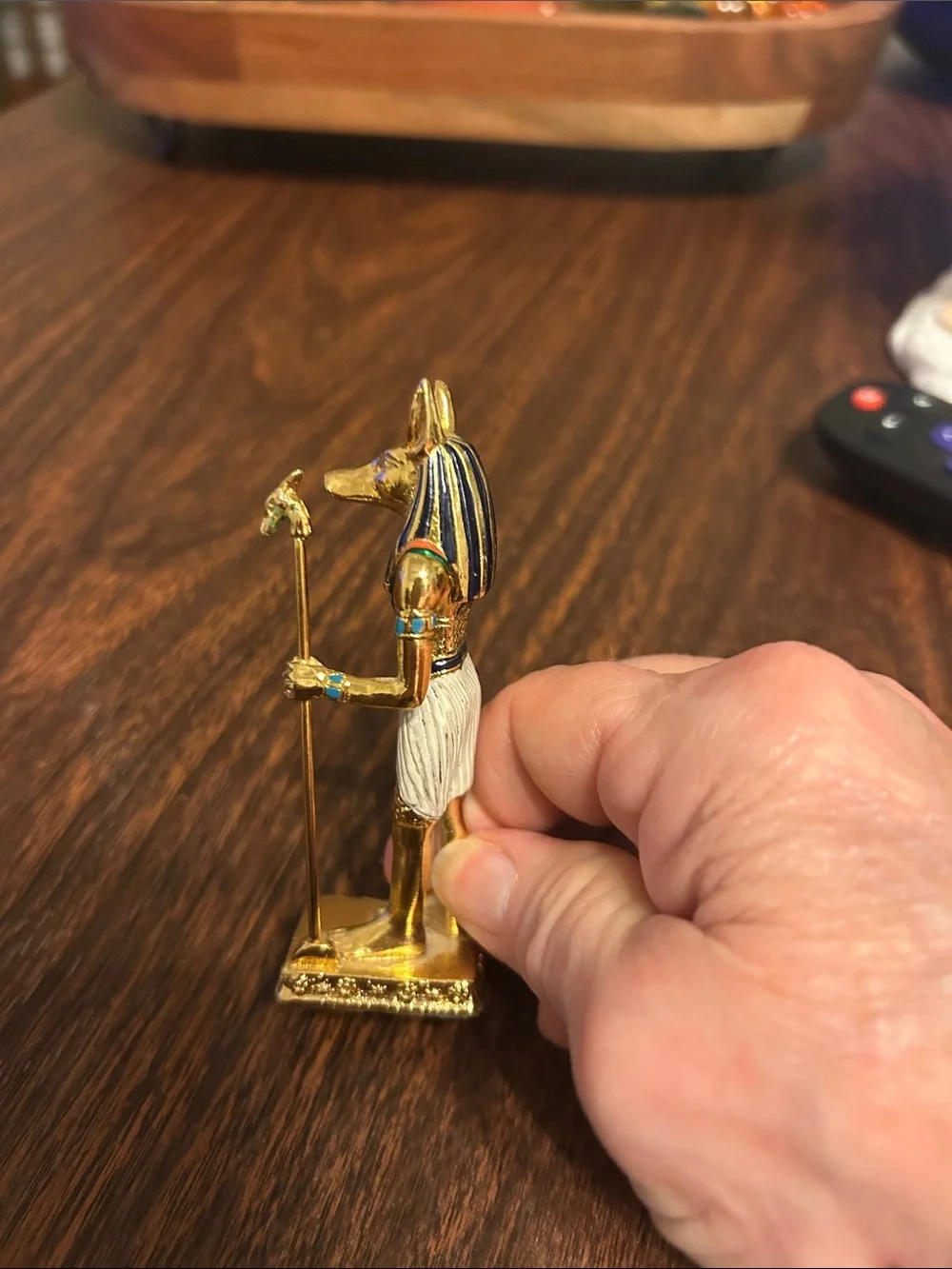 Egyptian Brass 3.5” Statue God Anubis made in Egypt.